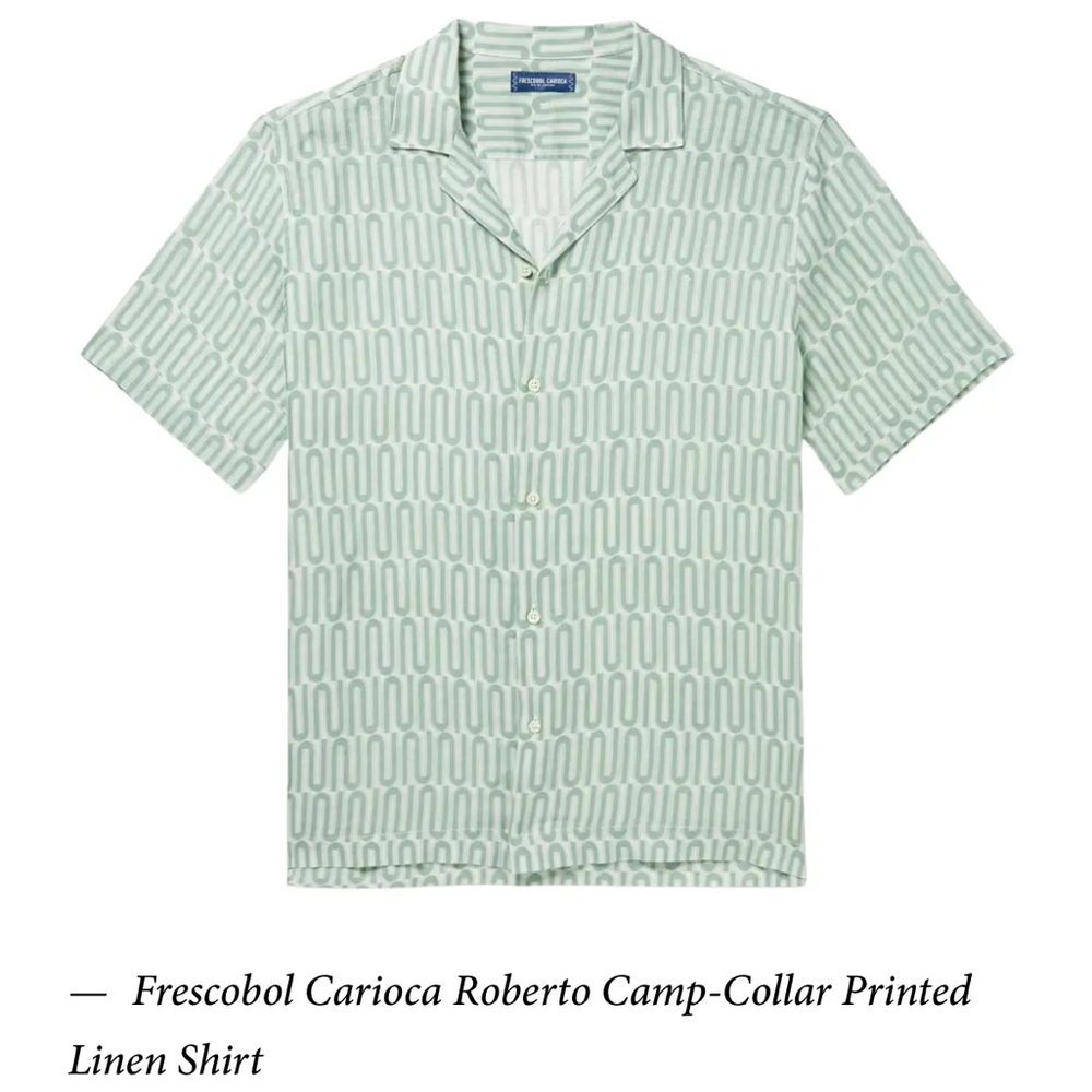 Frescobol Carioca 
Roberto Camp-Collar Printed Linen Shirt